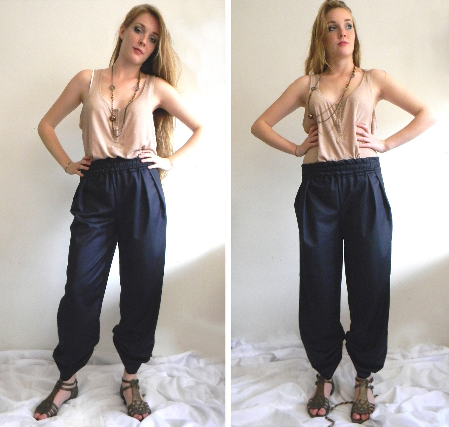 Light Wool Navy Blue pants - Size S- Last piece in this color