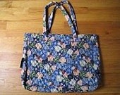 Commuter Knitsaway Needlecraft Tote Bag in blue floral