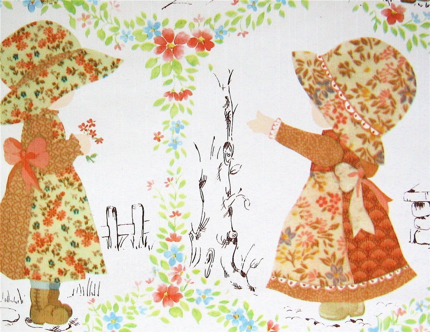 Holly Hobbie on The Wall Vintage Wallpaper by becaruns on Etsy