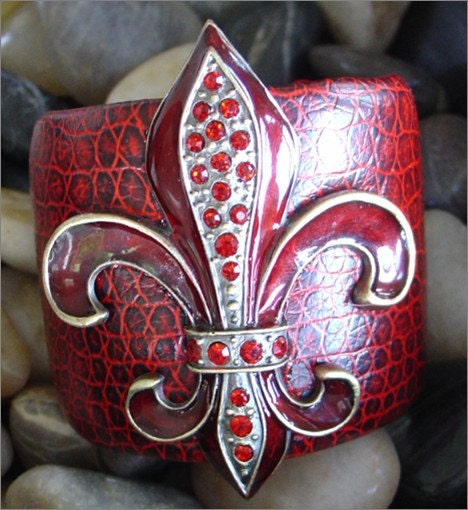 Red Hot Fleur de Lis Cuff