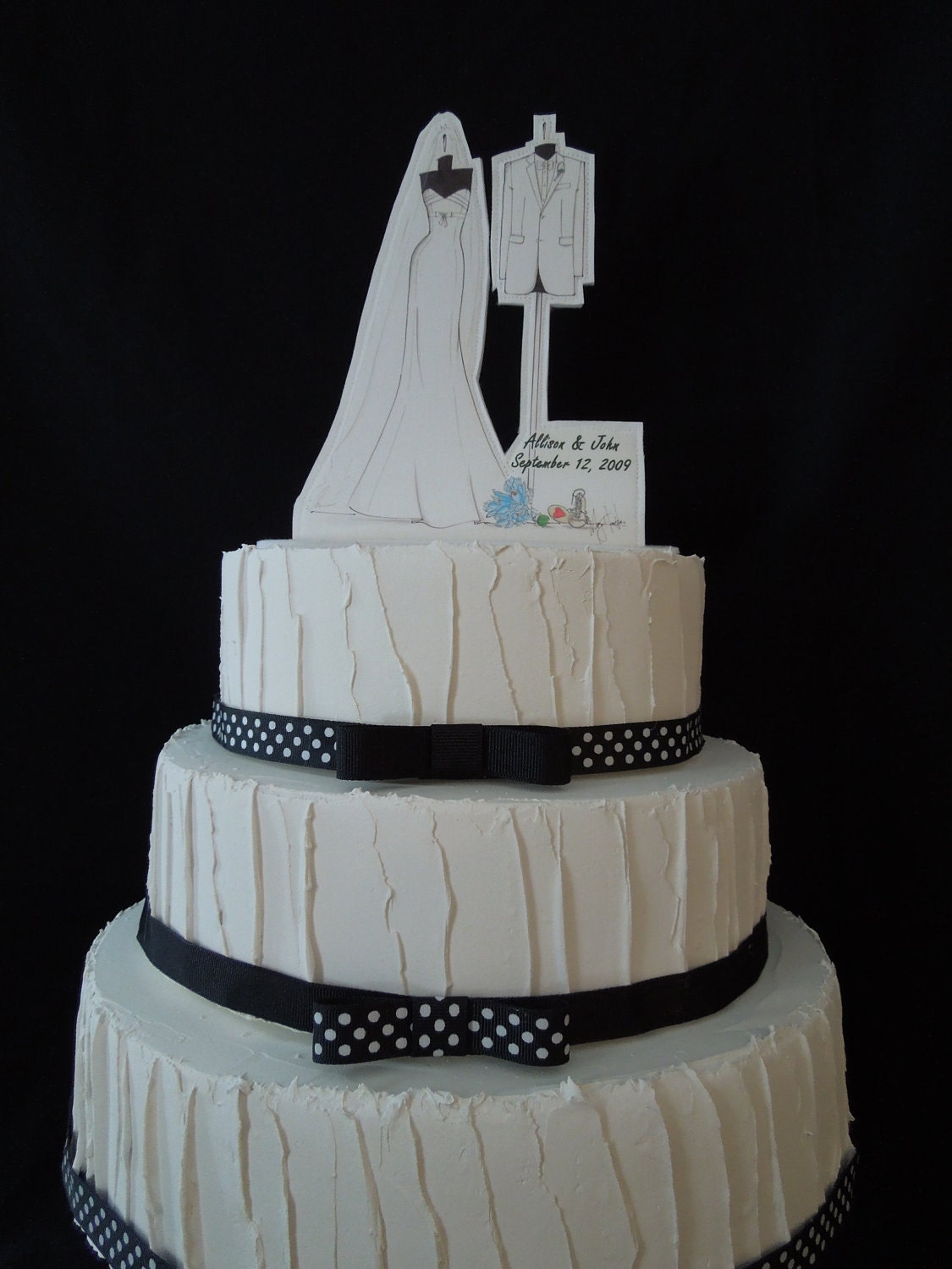 SMALL Cake Topper/Statuette & Custom Wedding Gown/Tux Sketch