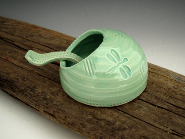 Salt Cellar in Vintage Green - by DirtKicker Pottery