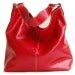 red leather tote bag