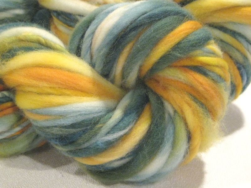 handspun yarn Mock Turtle thick and thin bulky singles 75 yds, merino wool top