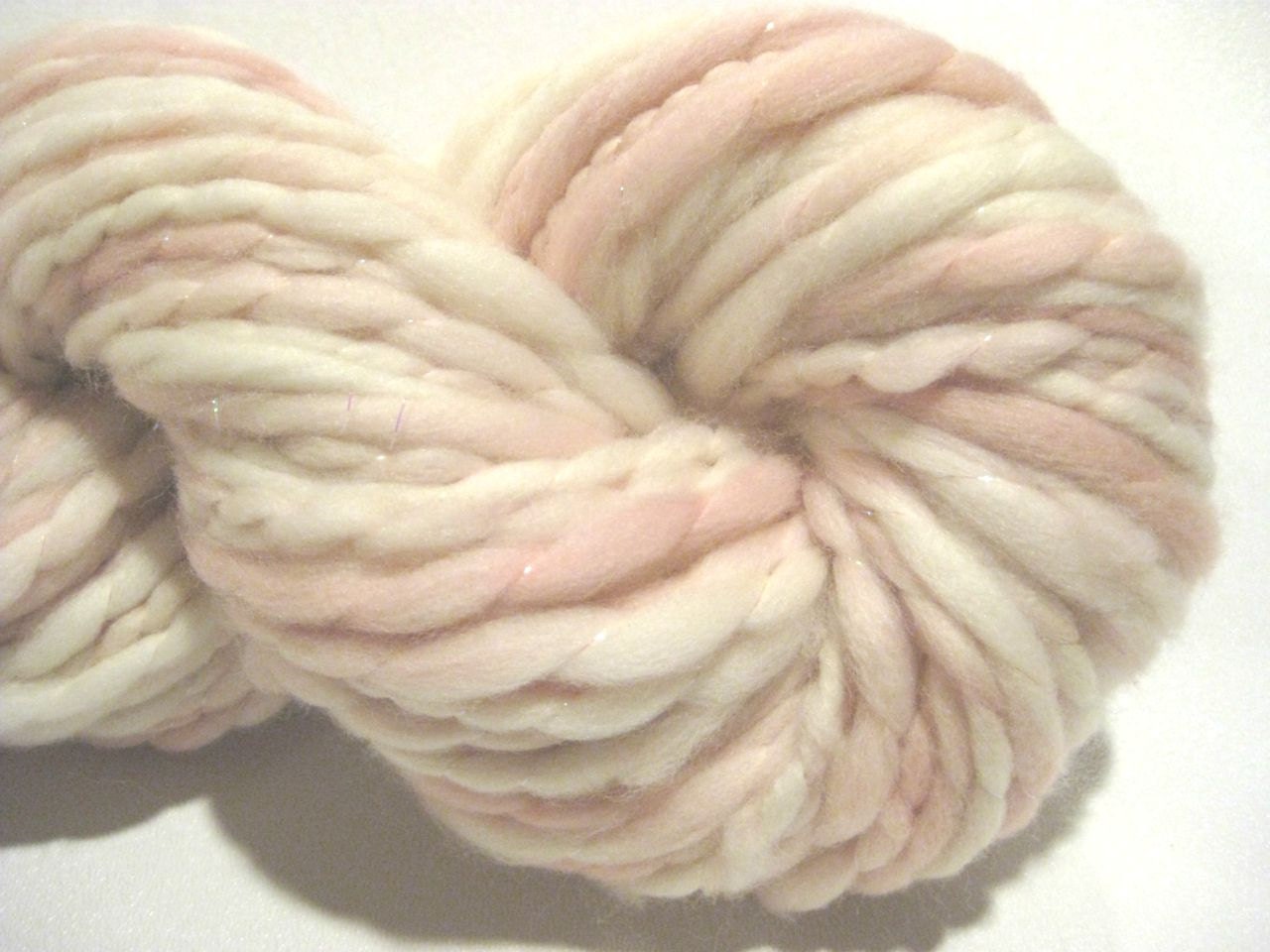 handspun yarn Almost Solid Salmon thick and thin bulky singles yarn thread plied, 62 yds