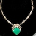 RESERVED    Vintage 1910-1915 Art NOUVEAU Cut Green Glass, Silver Gilt NECKLACE