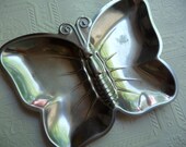 Vintage ButterflyTray - Silver Metal Butterfly Tray Decorative Tray Vintage Serving Tray Kitchen Dining Candy Dish Nut Bowl Unique