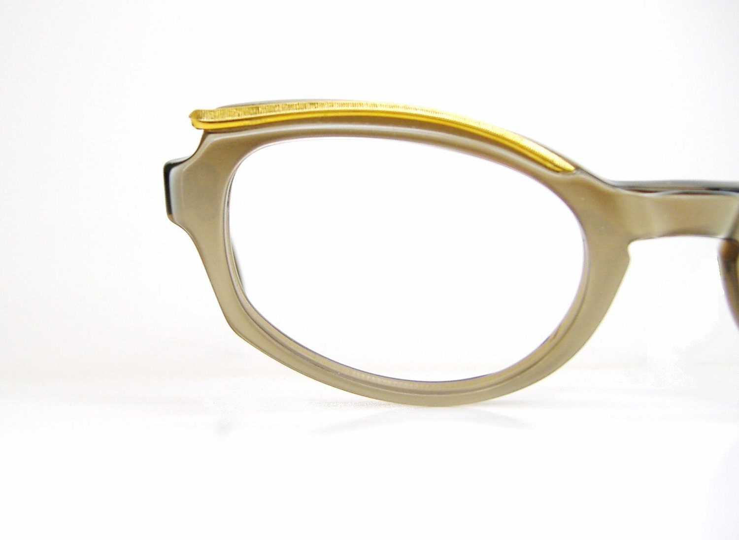 Vintage Cat eye Eyeglasses Sunglasses Eyewear Frame With Gold Brow Accents