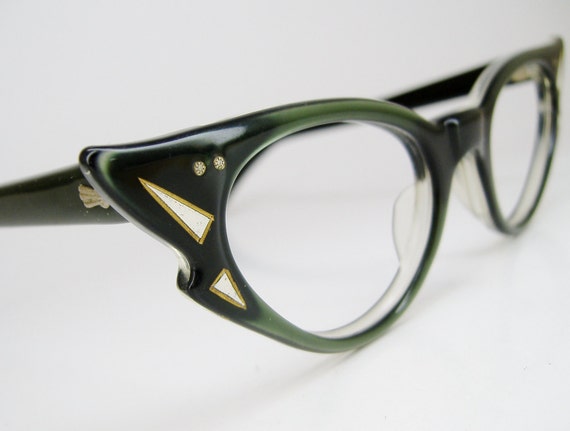 Vintage 50s Green Cat Eye Eyeglasses Frame By Vintage50seyewear 
