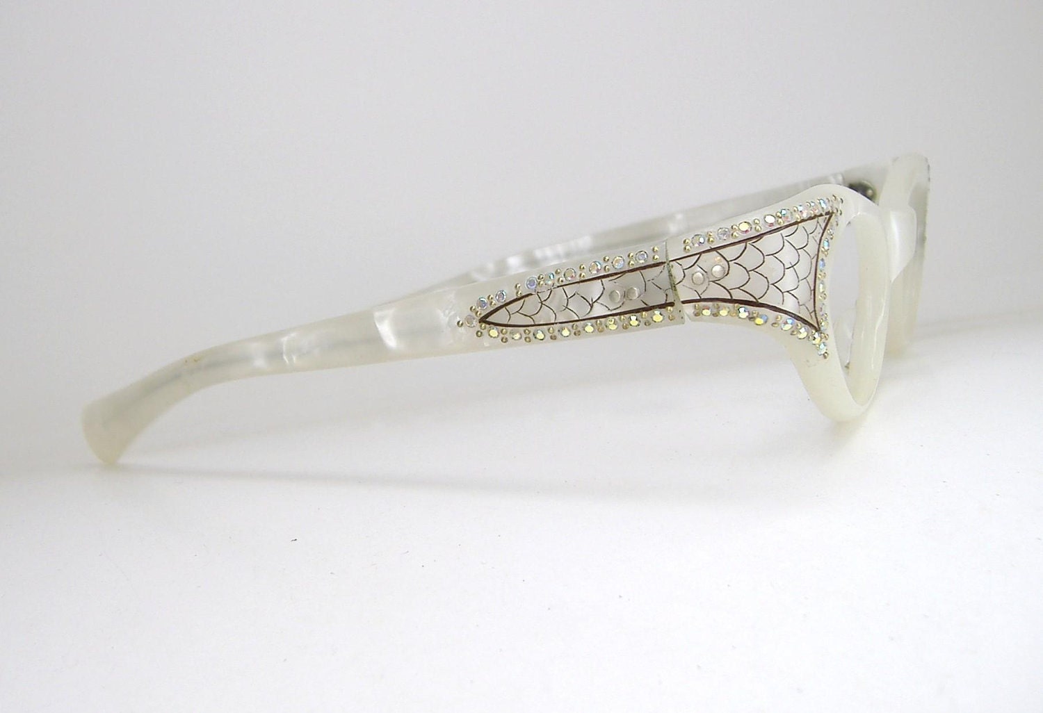 Vintage Pearl 1950s- 60s  Cat Eye Glasses Eyeglasses French Frames