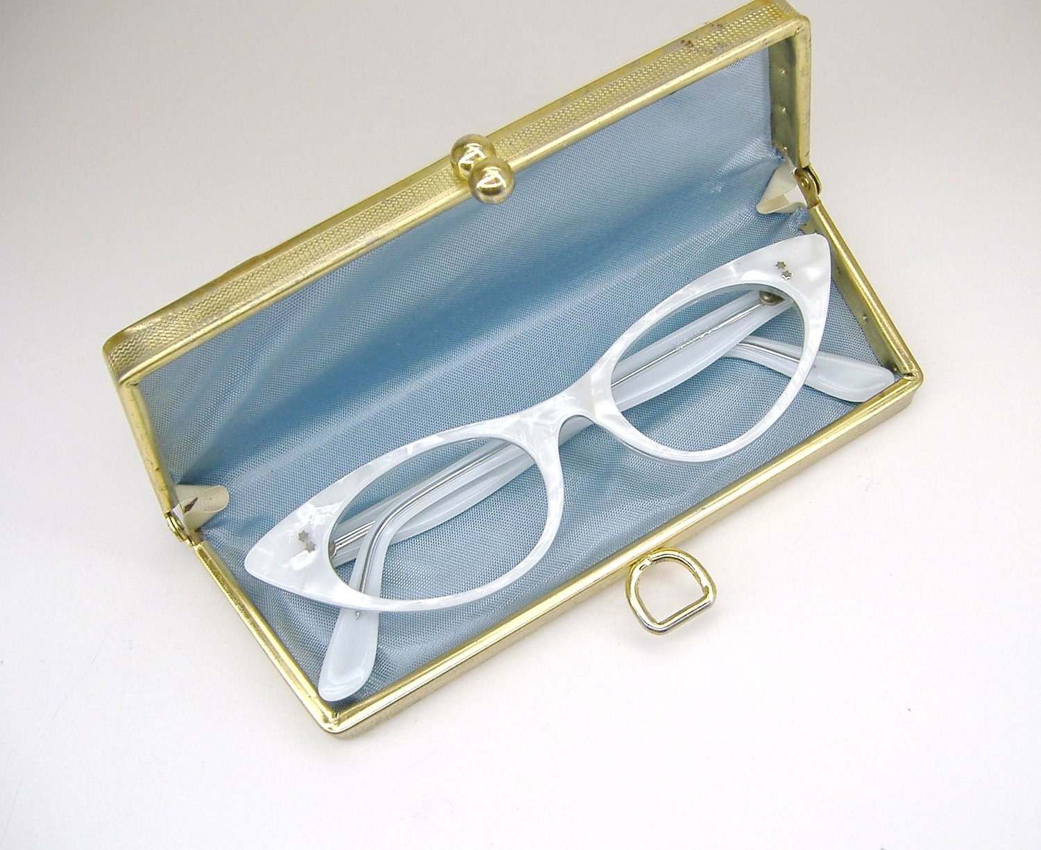 Vintage Pearl Cat Eye Glasses Eyeglases Sunglasses Eyewear Frame France NOS