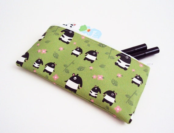 Tapir Babies Small Cotton Canvas Zipper Pouch