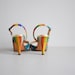 50's Raw Silk Rainbow Pin Up Slingback Heels Size 7