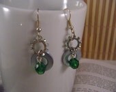 Industrial Hardware Washer Green Earrings