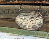 Chained  Vintage Lace Necklace Lace Jewelry Bib Pendant