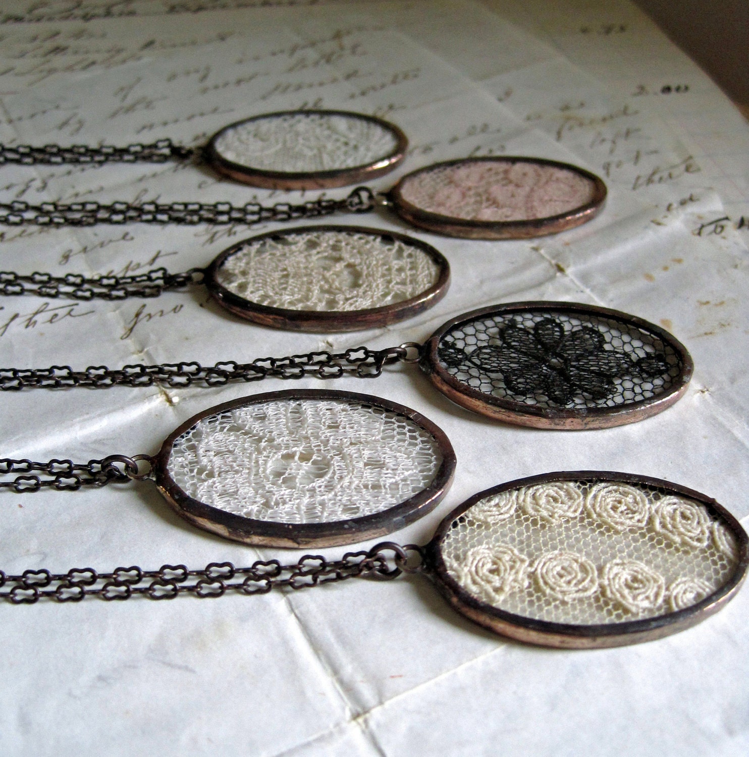 Lace Jewelry Necklace Gift Set for Wedding Vintage Lace - ThatOldBlueHouse2