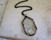 Clear Medallion Necklace Vintage Inspired Art Deco