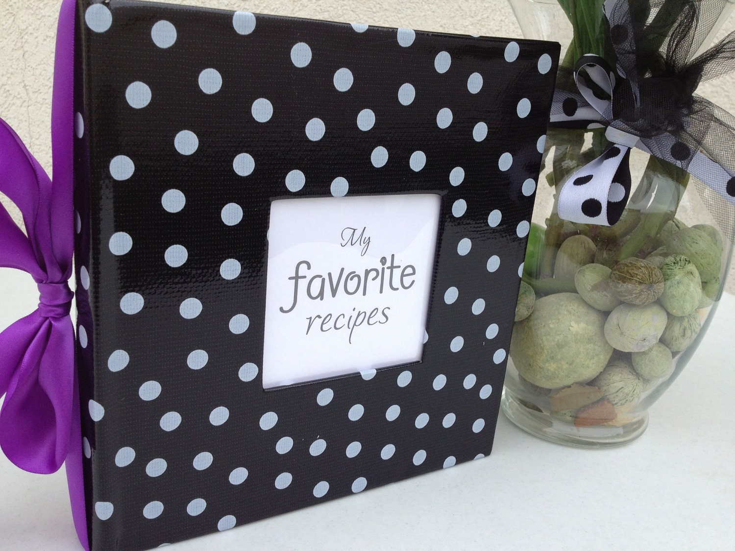 Photo Album / Recipe Organizer -  Hand-wrapped in a polka dot oil cloth