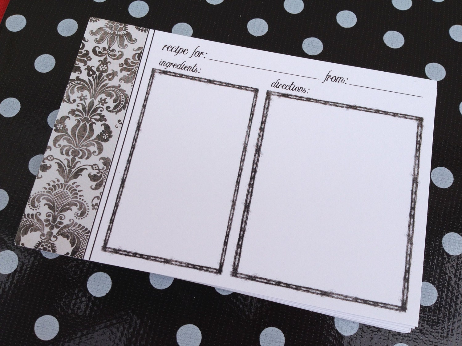 50 Blank Recipe Cards - Printed on 110 lb. index stock paper