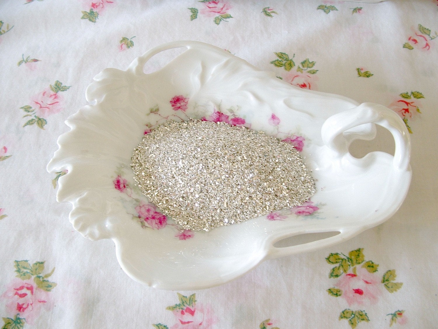 2 oz 70 Grit Chunky SILVER Vintage German Glass Glitter Made with Real Silver ECS