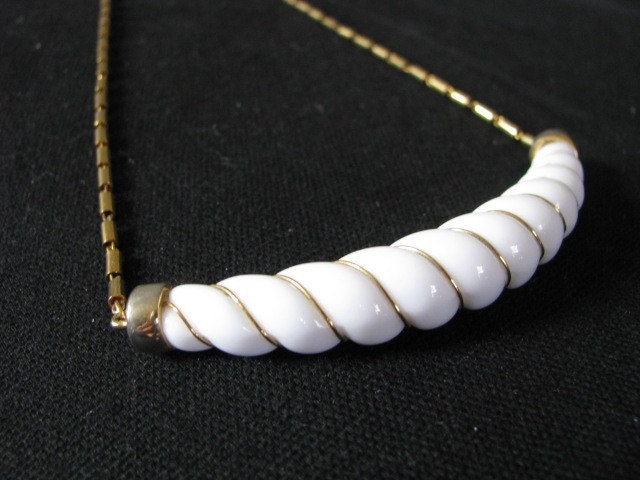 Monet white gold tone enamel swirl choker necklace
