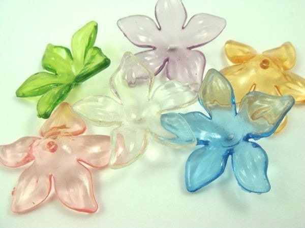 20 - Transparent Lucite Daffodils - Assorted Colors .