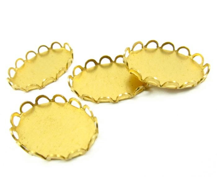 10 - 18x13mm Brass Lace Edge Oval Settings