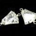 4 - 12x12mm Vintage Glass Bell Shaped Stones in 2 Rings Brass Prong Settings - Crystal .