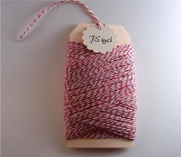 baker's twine - red and white 4-ply - 75 yards (225 feet)