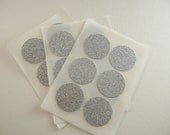 envelope seals - silver round glitter stickers -  set of 18