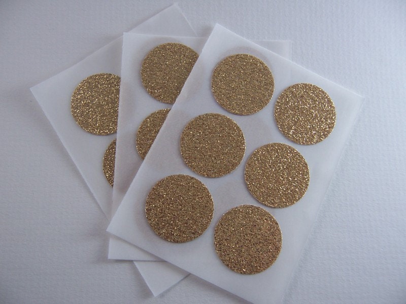 envelope seals - gold round glitter stickers - set of 18