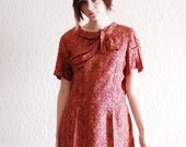 Vintage 1960s Paisley Red Peter Pan Collar Dress AS IS