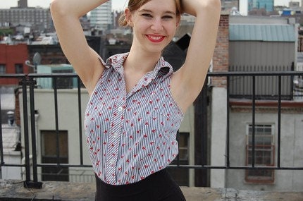 r e s e r v e d f o r katman01........vintage SEERSUCKER COLLAR button blouse
