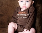 6 to 12 Months Adoption Definition Chocolate Brown Long-Sleeved Bodysuit, Adoption Apparel, Adoption Gifts, Baby Shower Gifts