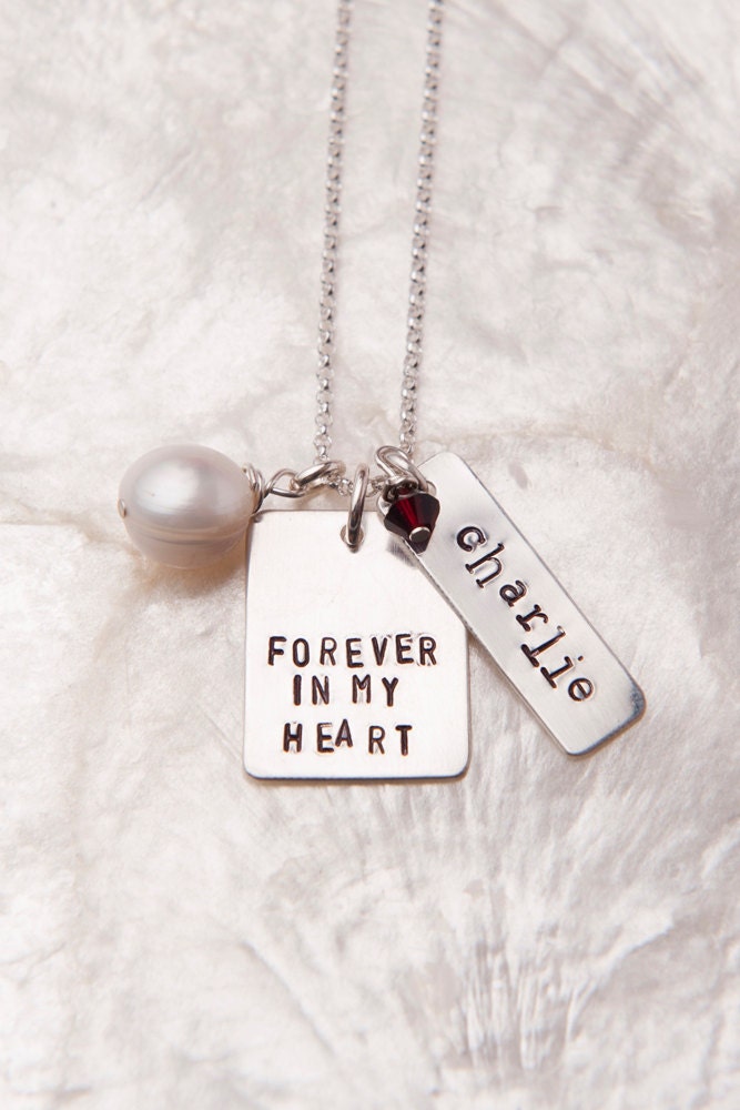 Forever in My Heart Birthmom Necklace, Birth Mother Gift, Personalized Hand Stamped Jewelry