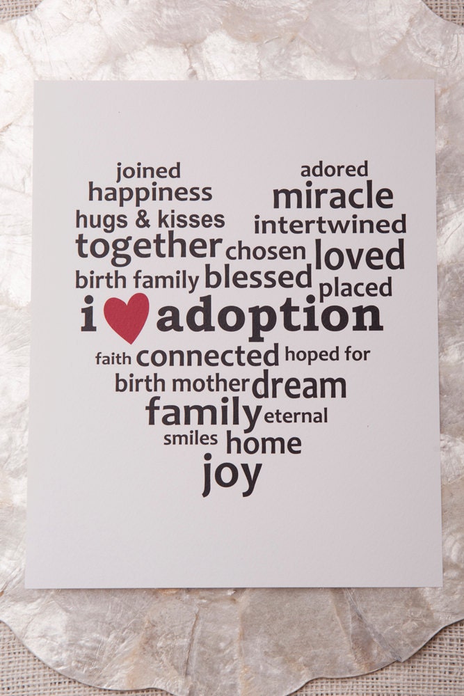 I Love Adoption Art Print 8x10", Adoption Sayings, Adoption Gift, Adoption Gifts