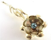 CORO Flower Brooch Vintage Metallic Designer Rhinestone Jewelry, FREE US Shipping
