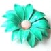 Vintage Bloom Brooch Aqua Turquoise Daisy Double Layered Flower Blossom Brooch ((Free Shipping USA))
