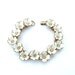 Daisy Chain Vintage Bracelet Rhinestone Jewelry White Flowers Bangle, Free US Shipping