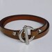 Leather Bracelet Tan Color with Metal Silver Tone Toggle Clasp