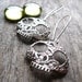 Silver Flower Skull Earrings