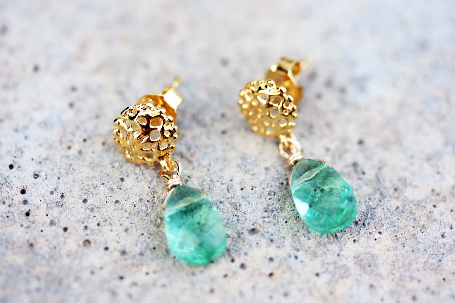 Quarts and Vermeil Coral Earrings