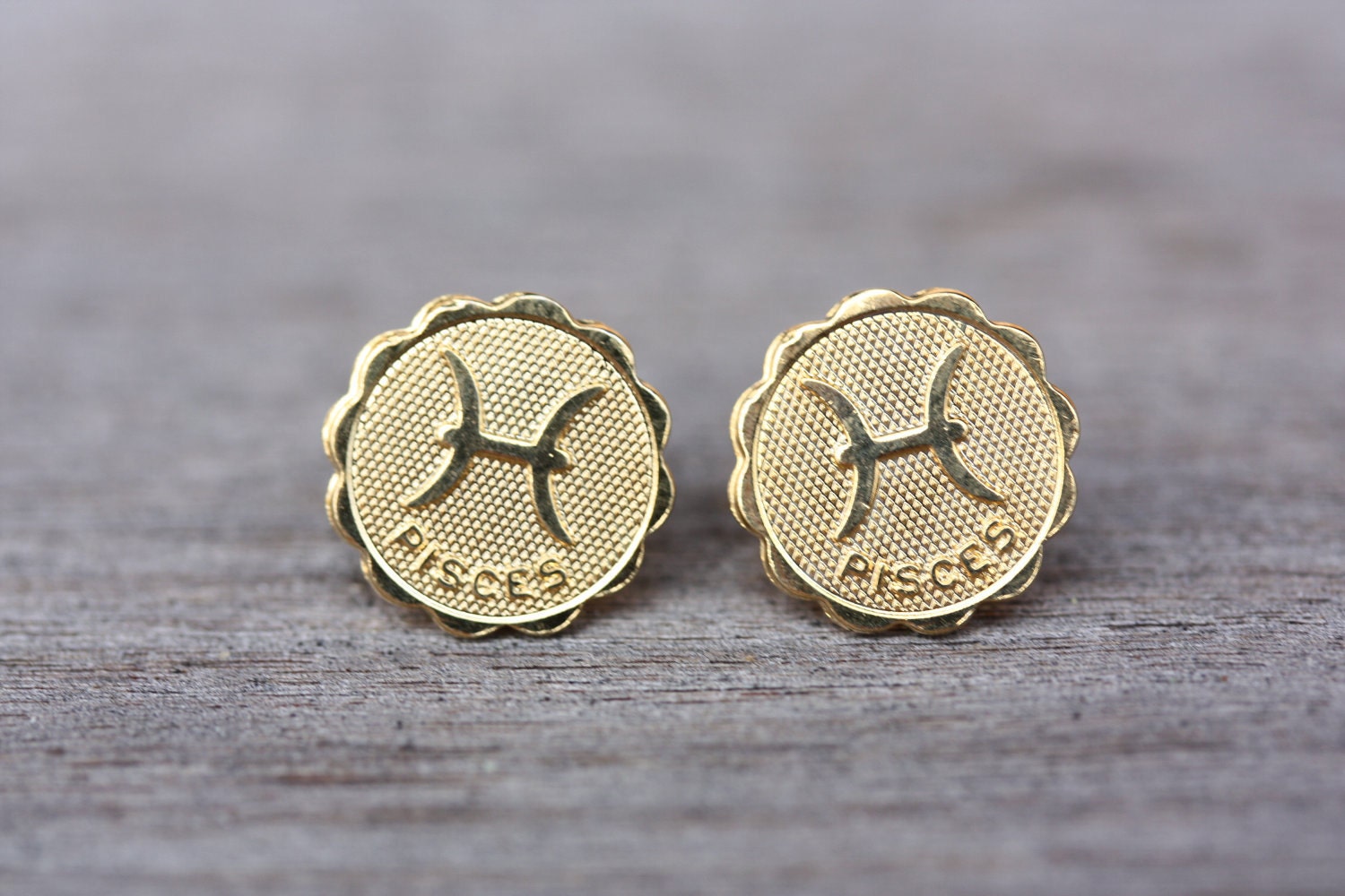 Gold Astrology Studs - Pisces