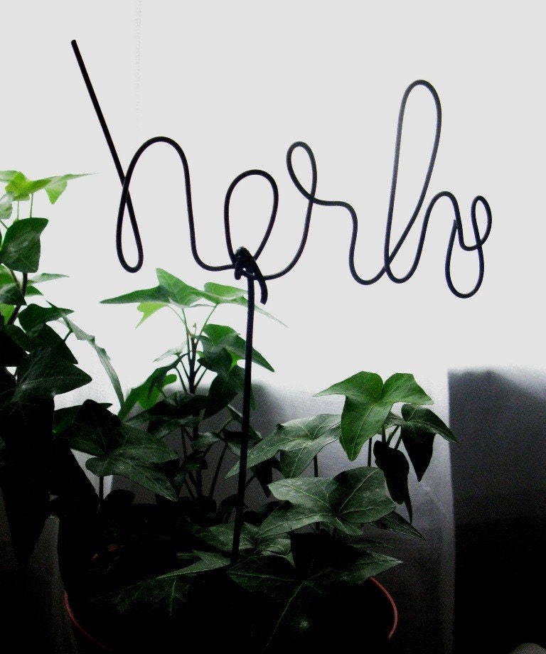 Rustic Wire Script Herbs Garden Marker -- mY sEcReT gArDeN --