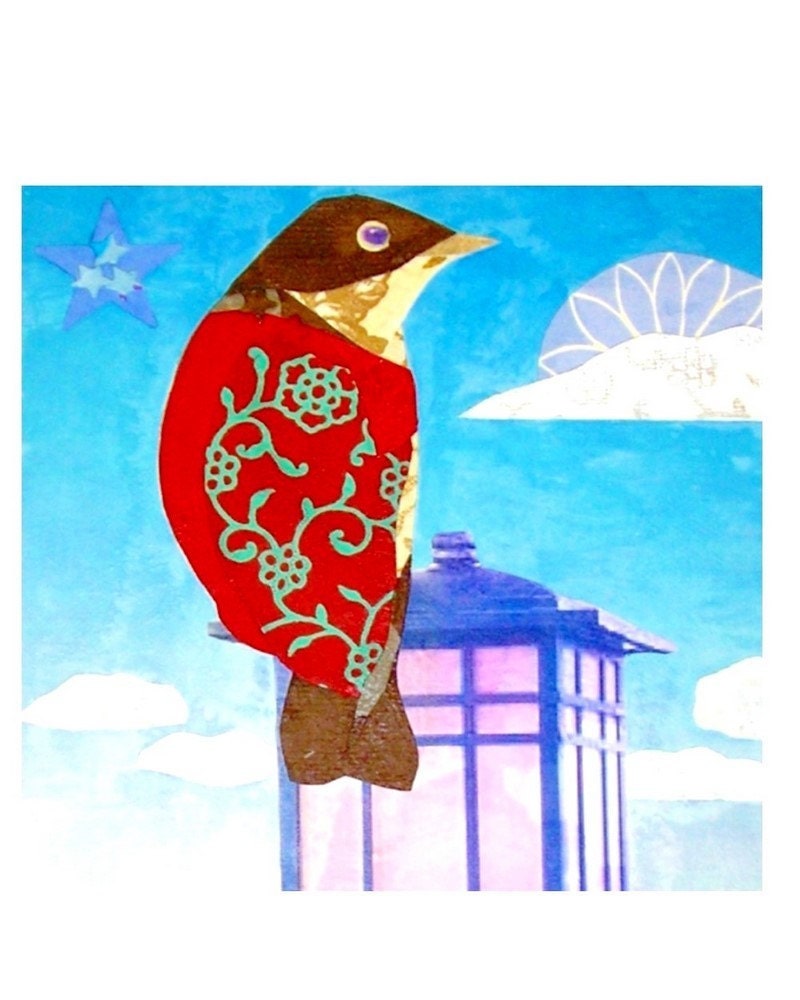 Bird Art Collage Fine Art Print 8 x 10 Giclee Print  I'll Fly Away