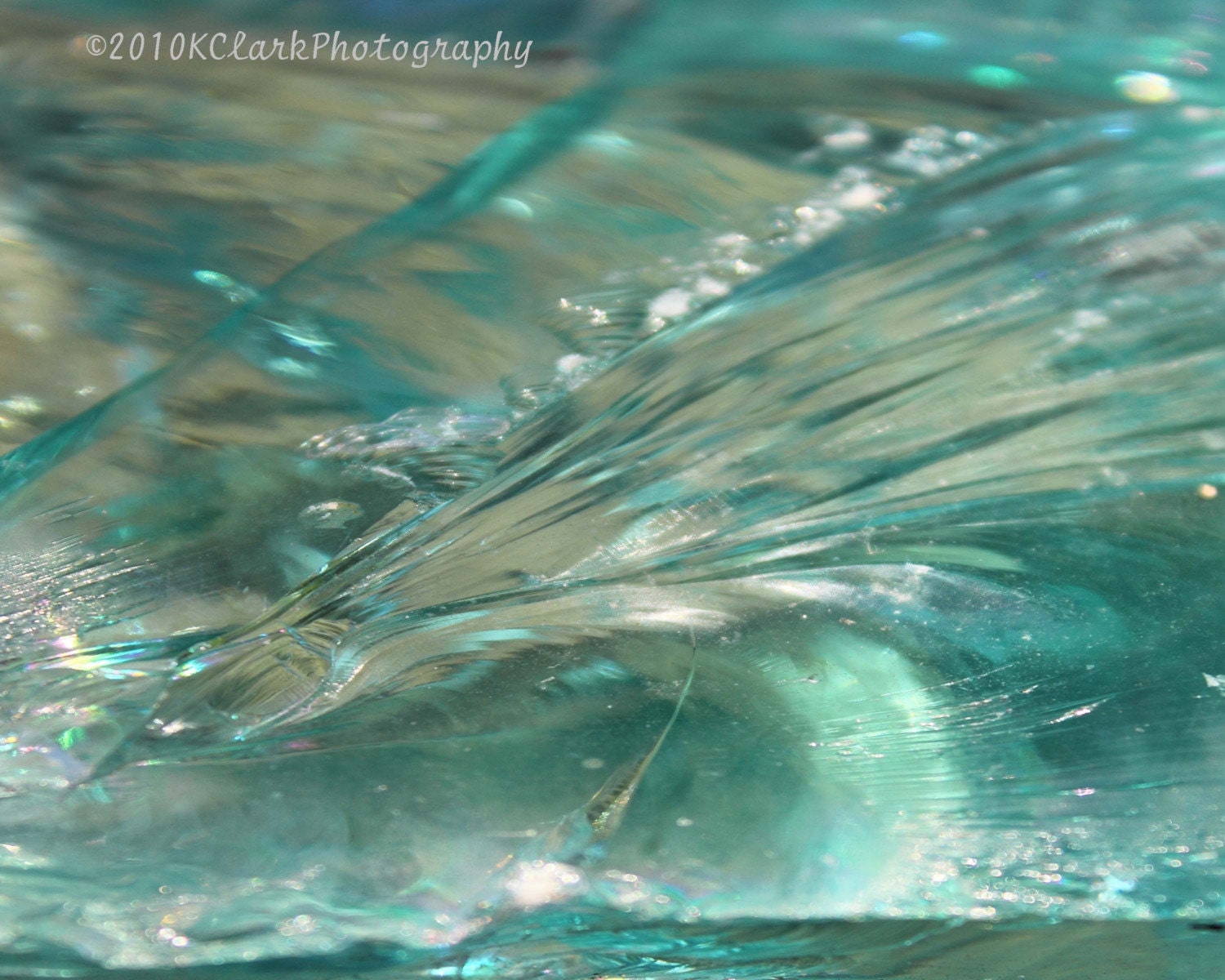 Photography 8x10 Glass Wave Turquoise blue water surf spray clear aqua ocean sea Fine Art Photography for Beach Home - KClarkPhotography