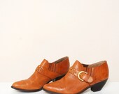 1980s Ankle Boots - Whiskey Leather Holster Boots Size 6.5