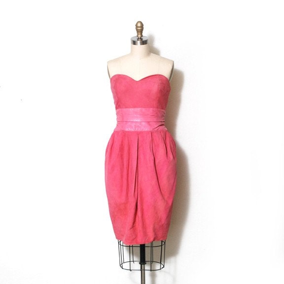 Leather Sweetheart Tulip Skirt Dress