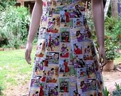 1940s Gored A Line SKIRT. Fabulous Comic Strip fabric