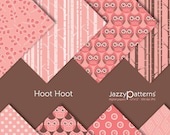 Digital Scrapbook Paper Owls in pink - Hoot Hoot (DP019)